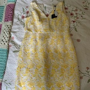 White and yellow floral sheath dress